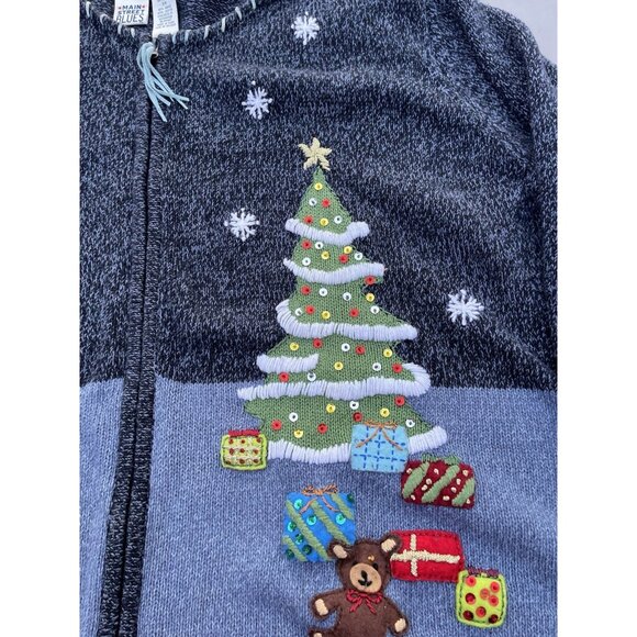 Main Street Blues Vintage 90s Christmas Holiday Knit Zip Cardigan Sweater 3X - Picture 8 of 14